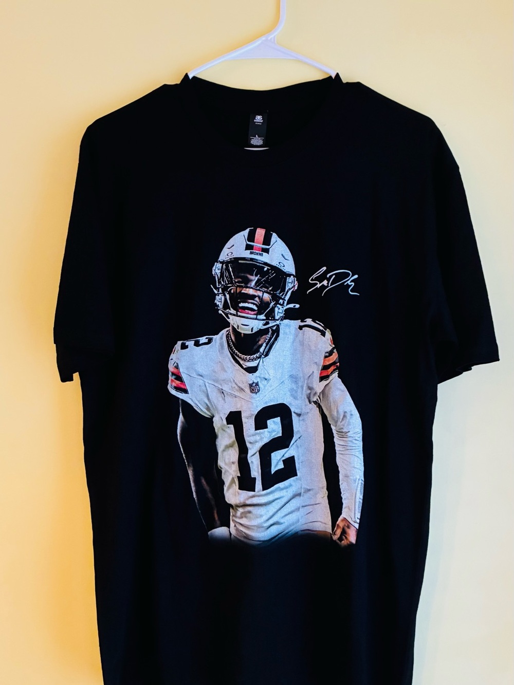 Black Graphic Football Player T-Shirt